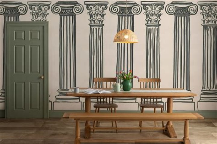 Black Neutral Ancient Greek Columns Wallpaper Mural
