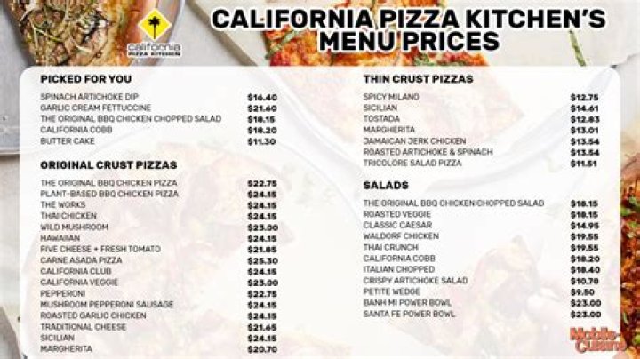 California Pizza Kitchen Beverage Menu KW Design