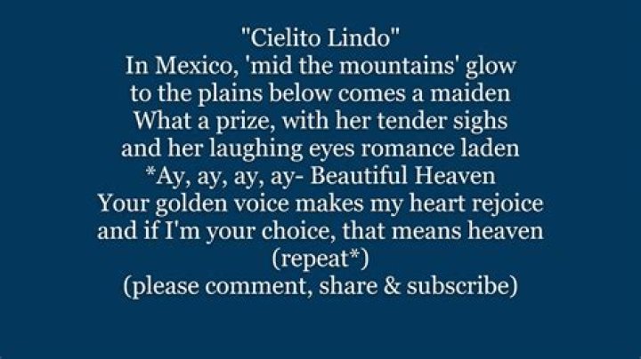 CIELITO LINDO Beautiful Heaven Lyrics Words text trending Mexican