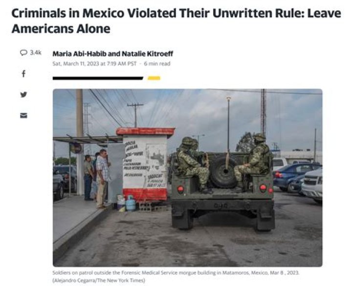 Criminals in Mexico Violated Their Unwritten Rule Leave Americans