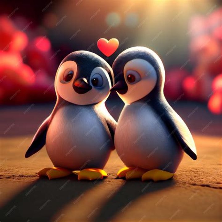 Cute Penguins In Love Wallpaper