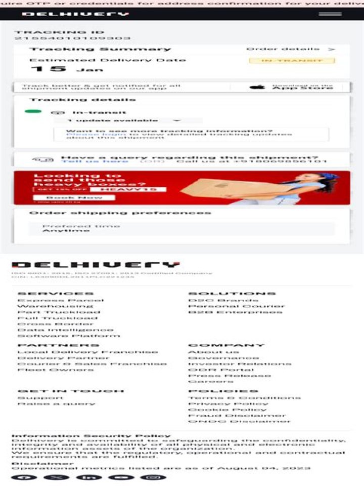 Delhivery Tracking Track Courier Pickup, Parcel, Shipment Online