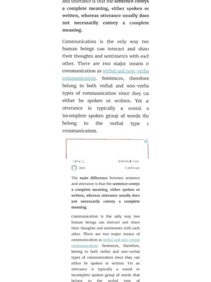 Difference Between Sentence and Utterance