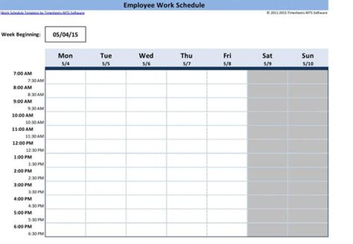 Free Printable Work Schedule Template Employee Maker App Weekly Free