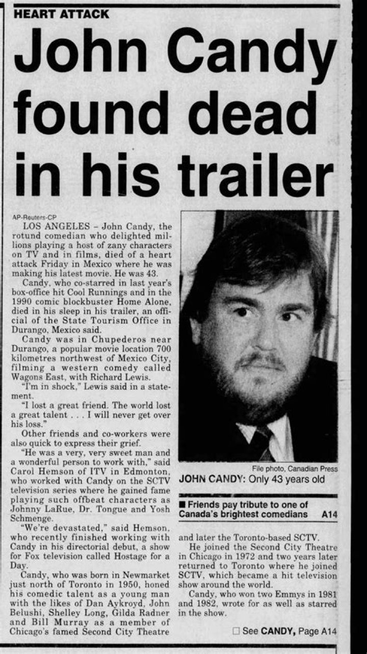 How did John Candy die? His predicted death
