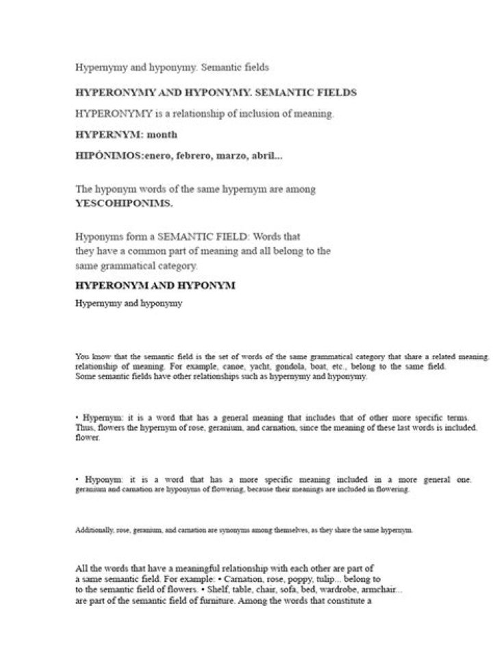 Hyponymy and Hypernymy Wikiwand PDF Semantics Lexical Semantics