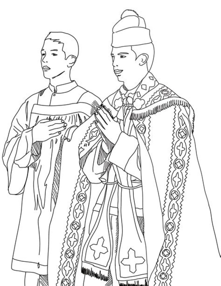 Latin Mass Procession to the Altar Catholic Coloring Page