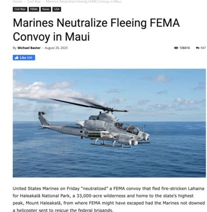 Marines Neutralize Fleeing FEMA Convoy in Maui
