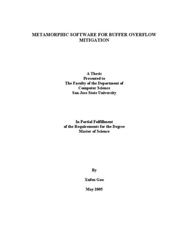 Metamorphic Software for Buffer Overflow Mitigation