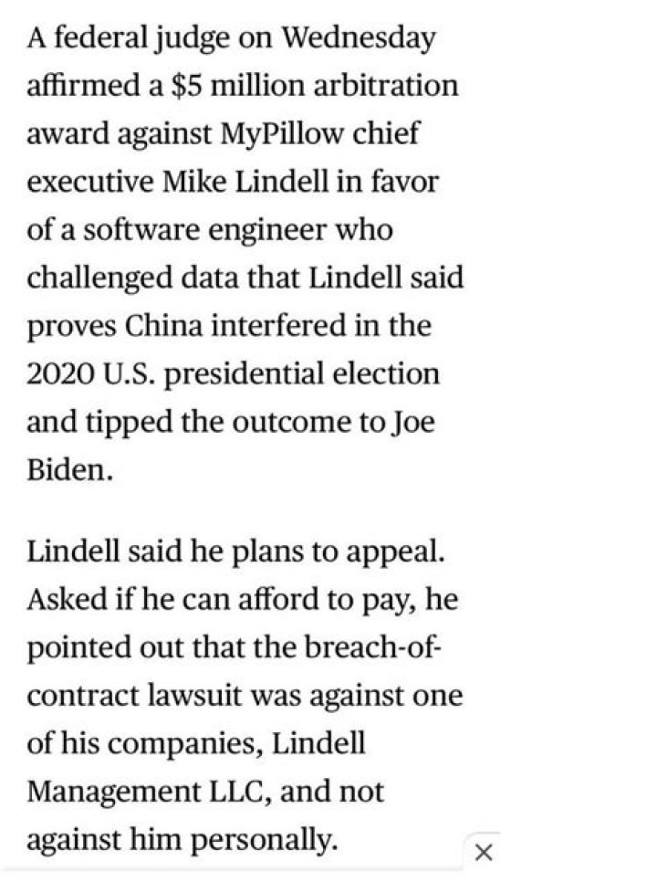 Mike Lindell Ordered to Pay 5 Million Over Debunked Election Claims