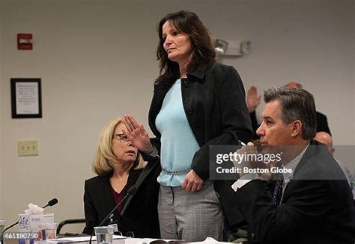 Nancy McGeoghean, center at the hearing at the The Massachusetts... News Photo Getty Images