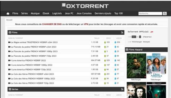 OxTorrent la nouvelle adresse officielle du site de torrent en 2024