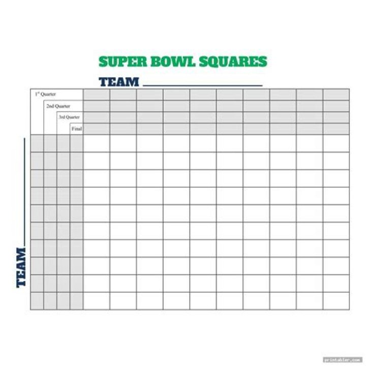 Printable Football Squares 4 Quarter Payouts 8.5x11 Download & Print