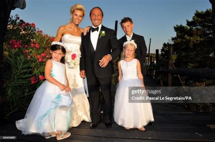 Singer Paul Anka and Anna Anka pose during their wedding at Hotel