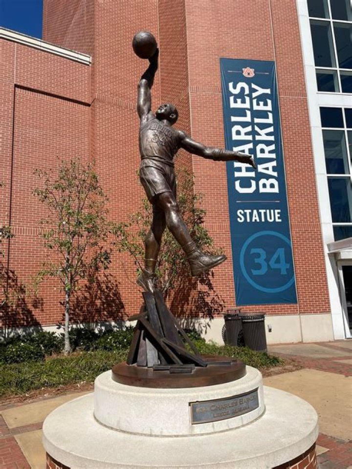 The Charles Barkley statue at the Neville Arena at Auburn University