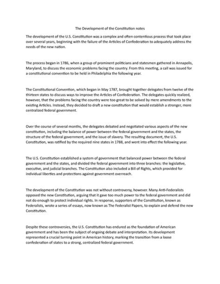 The Development of the Constitution American Government